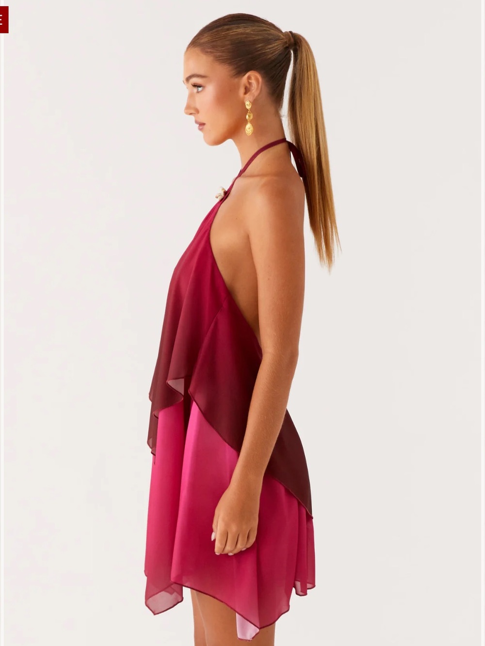 Peppermayo Twin Flame Mini Dress Fuchsia Gradient Halter Beach Seashell Size 2 - Picture 2 of 12